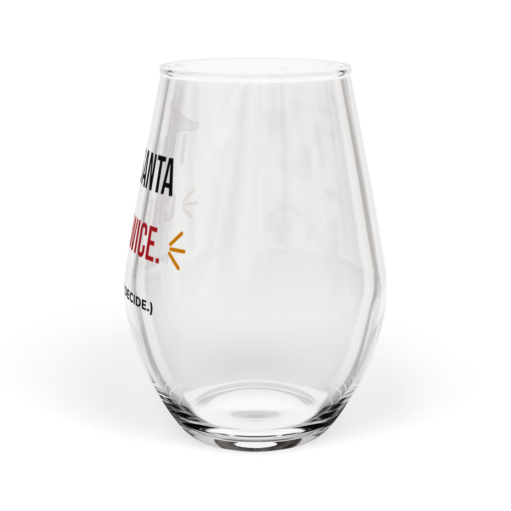 I Make Santa Check Twice Stemless Wine Glass, Funny Christmas Wine Glass 11.75oz, Naughty Holiday Gift