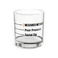 Measured Mistakes Whiskey Glass – ‘Social Sip / Peer Pressure’ Pour Line Rocks Glass | Gift for Him