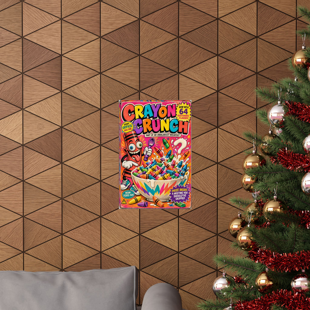 Crayon Crunch Cereal Box Poster – Funny Office Wall Art | Coworker Christmas Gift