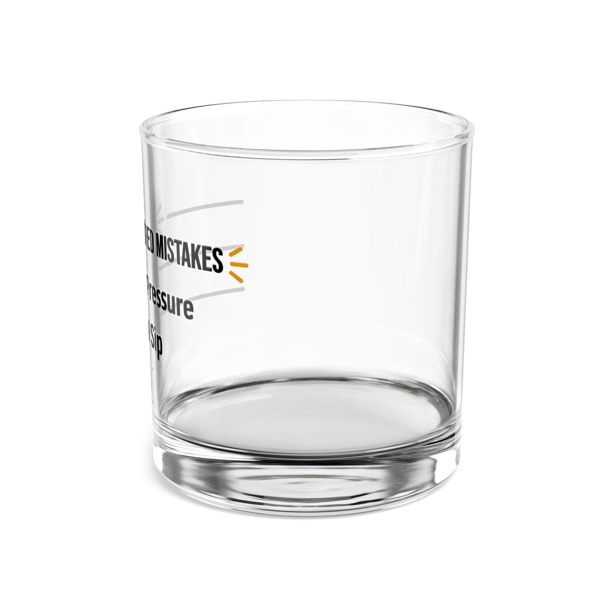 Measured Mistakes Whiskey Glass – ‘Social Sip / Peer Pressure’ Pour Line Rocks Glass | Gift for Him
