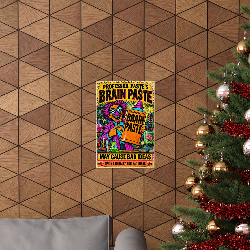 Brain Paste Retro Poster – Funny Lab Wall Art | Office Gift