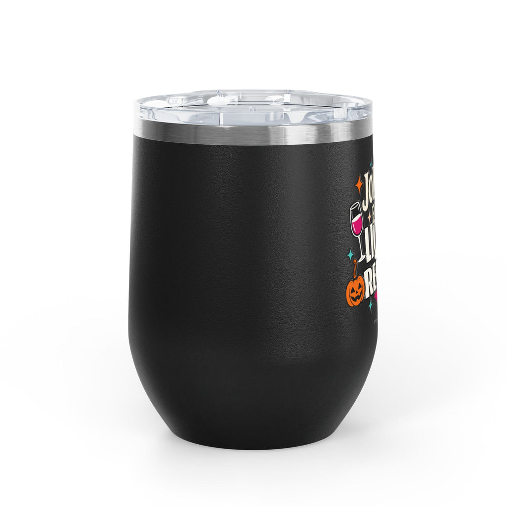 Join Me for a Liquid Regret Black Wine Tumbler 12oz | Spooky Wine Gift