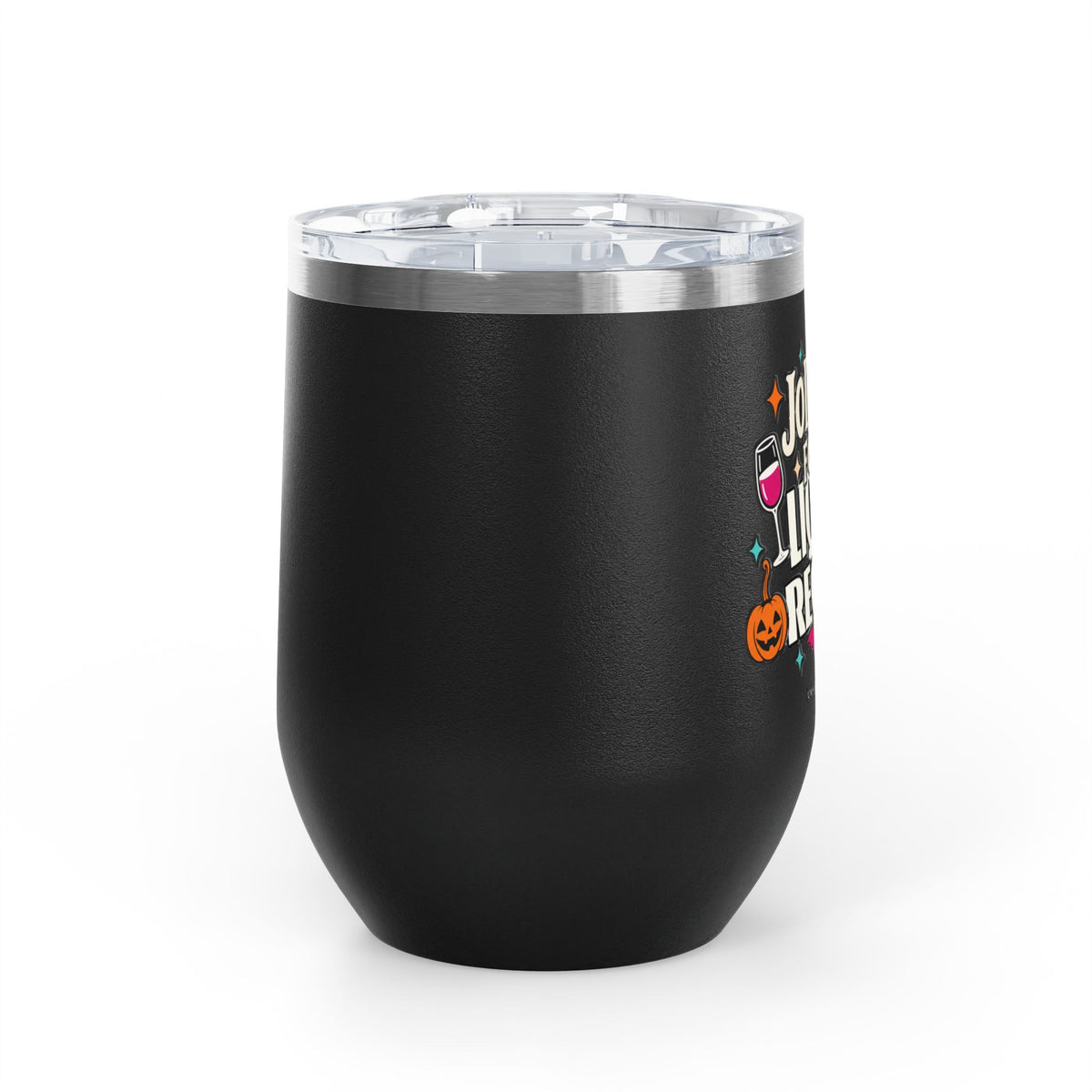 Join Me for a Liquid Regret Black Wine Tumbler 12oz | Spooky Wine Gift