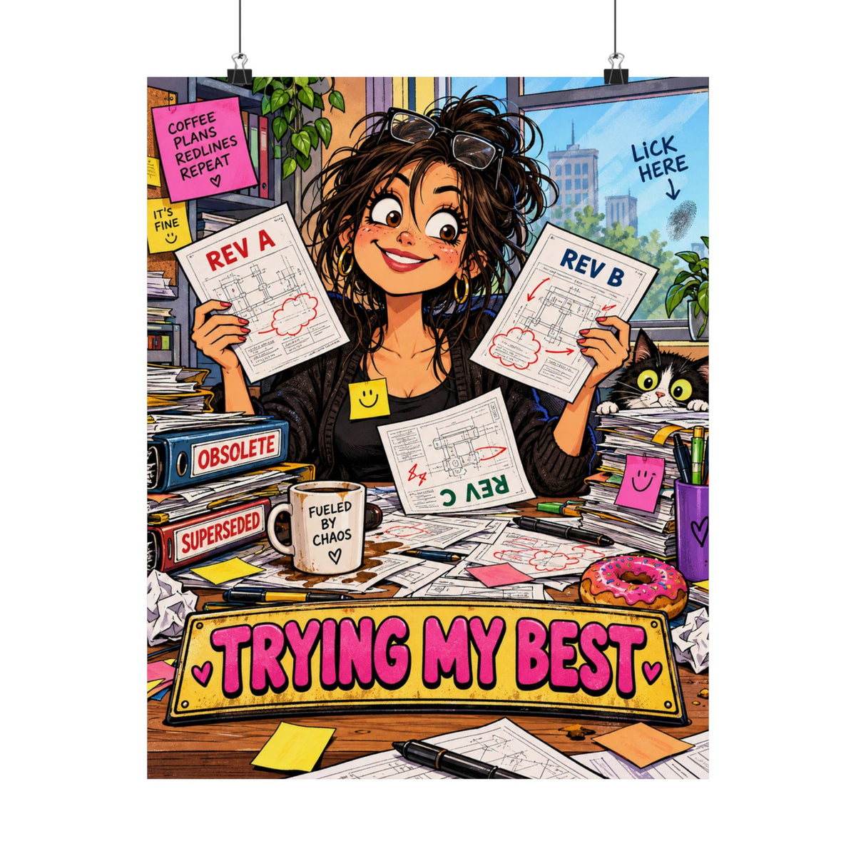 Trying My Best Funny Office Poster 16×20 | Coworker Christmas Gift