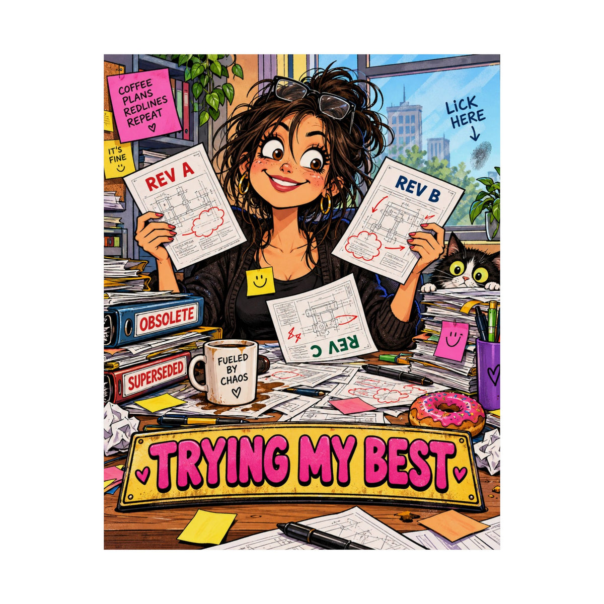 Trying My Best Funny Office Poster 16×20 | Coworker Christmas Gift