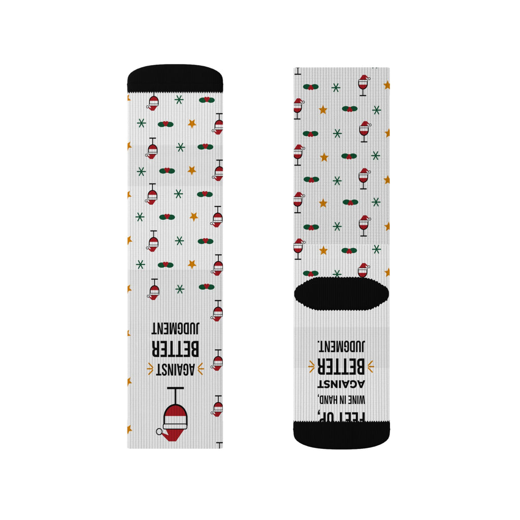 Funny Christmas Socks, Feet Up Wine in Hand Against Better Judgment, Refill Me Wine Socks, Stocking Stuffer for Wine Lover, White Elephant Gift