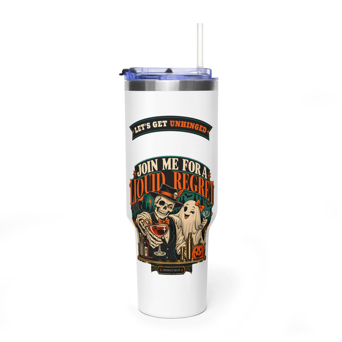 Join Me for a Liquid Regret 40oz Tumbler | Funny Skeleton Bar Gift