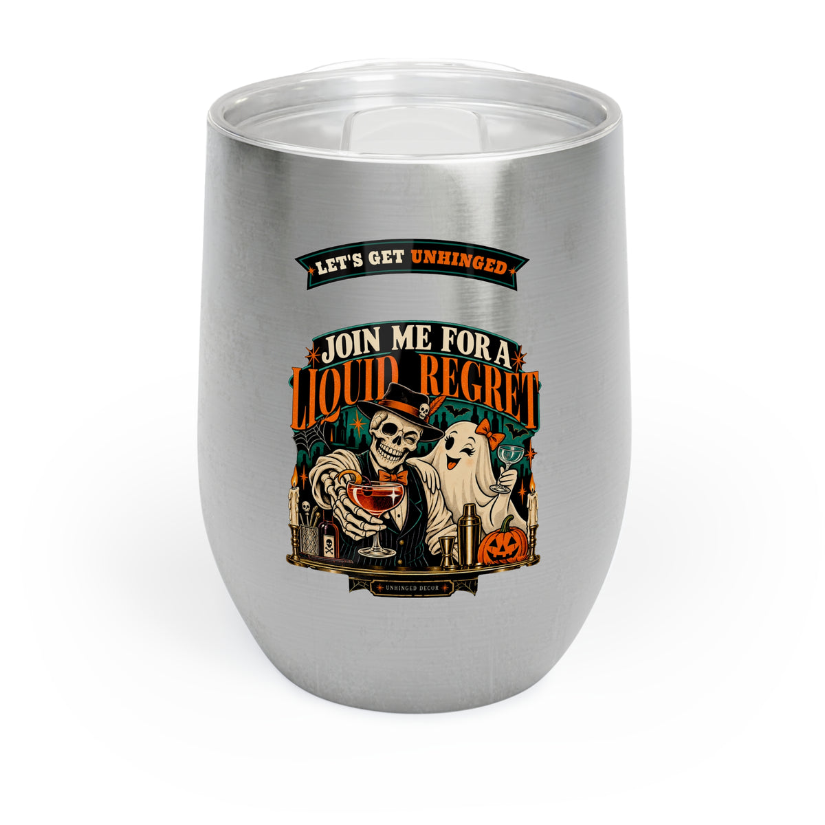 Join Me for a Liquid Regret Wine Tumbler 12oz | Spooky Wine Lover Gift