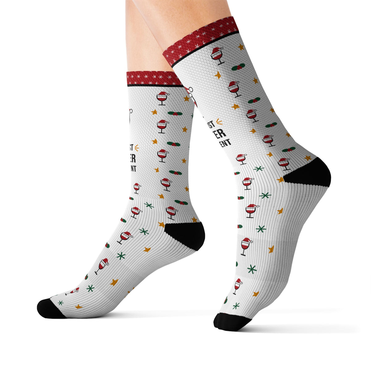 Funny Christmas Socks, Feet Up Wine in Hand Against Better Judgment, Refill Me Wine Socks, Stocking Stuffer for Wine Lover, White Elephant Gift