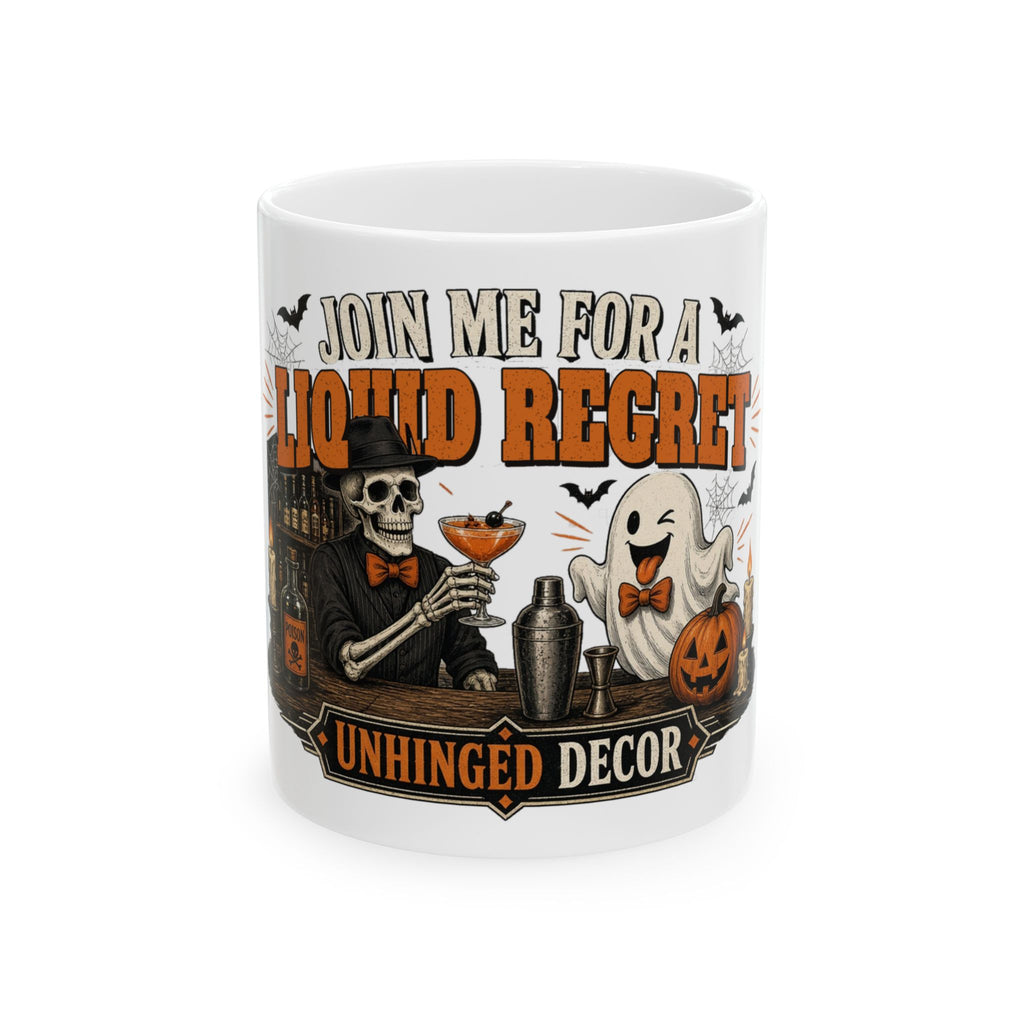 Join Me for a Liquid Regret Skeleton Bar Mug | Spooky Coworker Gift
