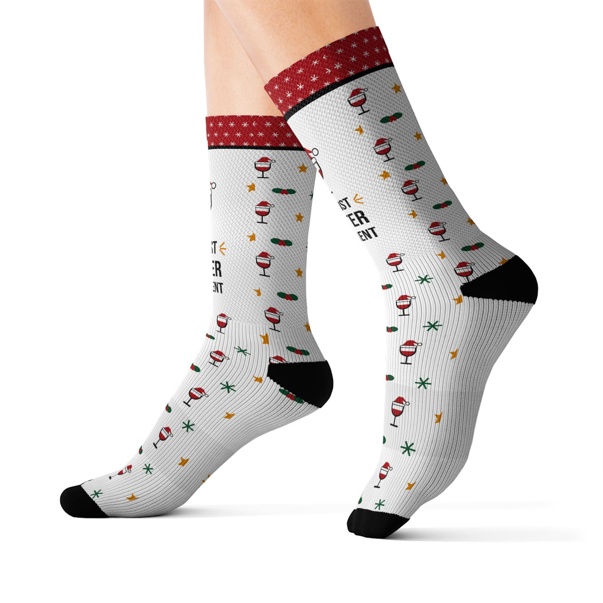 Funny Christmas Socks, Feet Up Wine in Hand Against Better Judgment, Refill Me Wine Socks, Stocking Stuffer for Wine Lover, White Elephant Gift