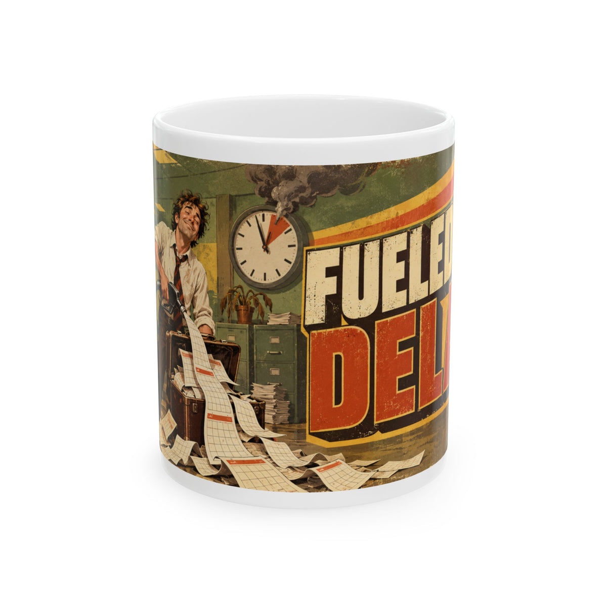 Fueled by Delay Funny Coffee Mug | Procrastinator Christmas Gift