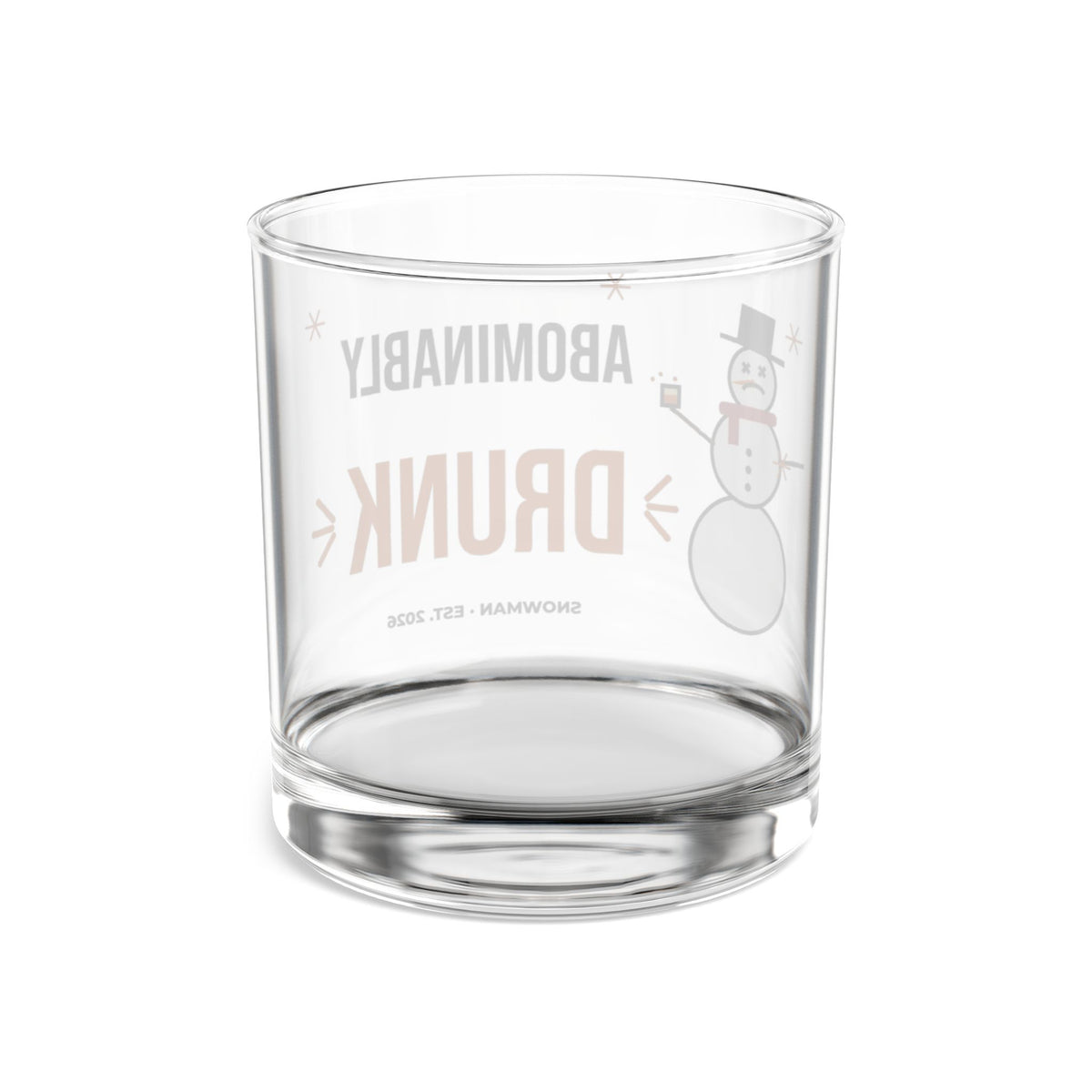 Abominably Drunk Snowman Rocks Glass, Funny Christmas Whiskey Glass 10oz, Holiday Bourbon Gift
